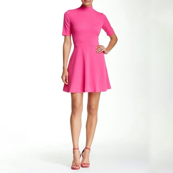 Alexia Admor Dresses & Skirts - Alexia Admor Magenta Mock Neck Flare Dress Sz M